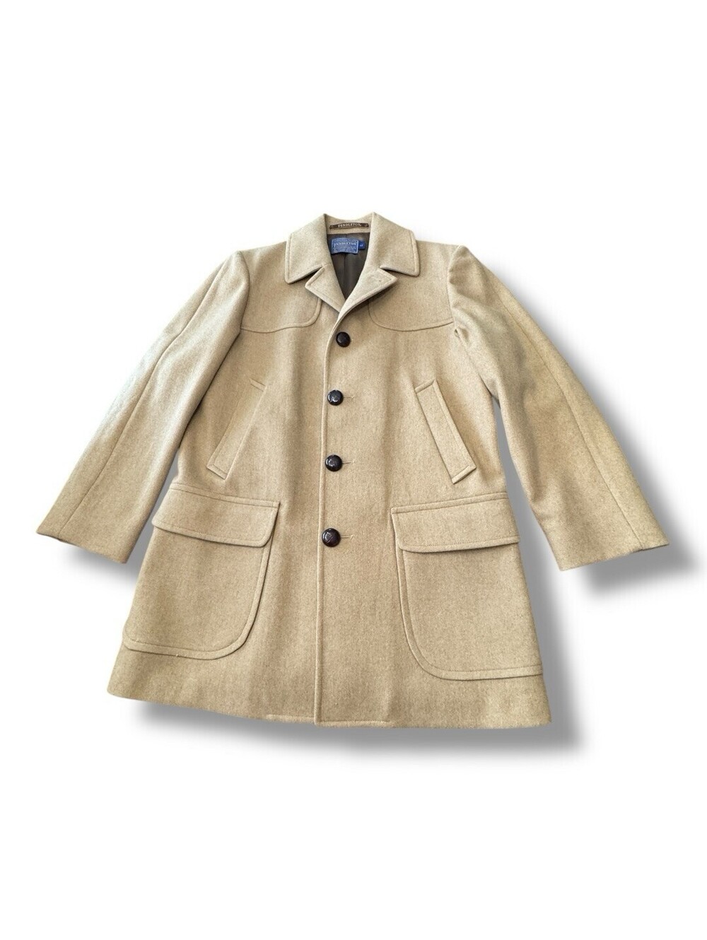 Pendleton Vintage 100% Pure Virgin Wool Coat Quilted Tan 5 Button Men’s Size 40